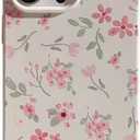 Compatible with iPhone 11 Pro Max Case White Pink Vintage Flowers Peach Fragmented Floral Pattern Design for Women Girls Soft Anti-Fall Shockproof Protective Cover
