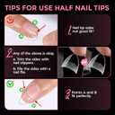 UNA GELLA Almond Shape Nail Tips Short: 504pcs Half Cover Almond Gel Nails Tips Matte Clear Fake Nails Self-handle for Nail Extension DIY Nail Salon for Her, 12Sizes