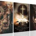 Fantasy Artists 3Pcs Jesus Wall Art, Christian Wall Decor for Biblical Room, Unframed Canvas Painting Prints, Religious Art Posters for Church Living Room Bathroom, 16" X 24"