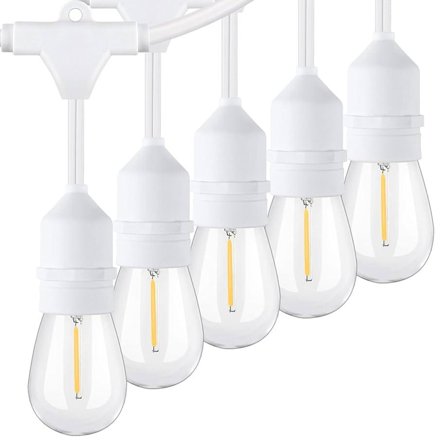 Svater Outdoor String Lights 150FT, E26 Socket, 48pcs S14 Shatterpoof Bulbs, 1 Watt Dimmable 2700K Warm White, IP65 Waterproof Commercial Grade Patio Lights3 Pack X 50FT