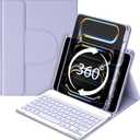 GOOJODOQ for iPad Pro 11 Inch Case with Keyboard (M4, 2024),360 Rotating Case and Magnetic Detachable Keyboard with Pencil Holder,Portrait/Landscape Modes,Auto Sleep/Wake for 11" iPad Pro 2024-Purple