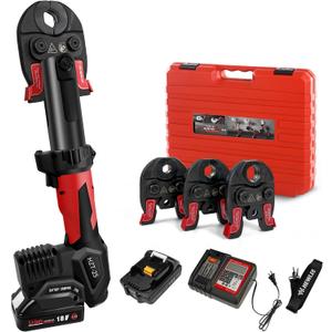 MINI Press Tool for Copper Pipe, Battery Powered Pro Press Copper Crimper tool 32KN for US Standard 1/2", 3/4", 1" Copper Tube and Stainless Steel Tube, 2.5Ah Battery Set(HZT-25M)
