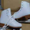 AhmyLion Figure Ice Skates for Beginners - White Comfortable Leather Ice Skates for Women, Men, Boys & Girls (Size Up 1 Size) (Womens Size-5/ Children 3Y)