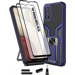 Compatible Samsung Galaxy A02s, Anti-Fall Heavy Duty Military Grade Shockproof Kickstand Case Double Protection (TPU+PC) Solid and Durable Magnetic Car Phone Case, Suitable for 6.5 Inch-Blue