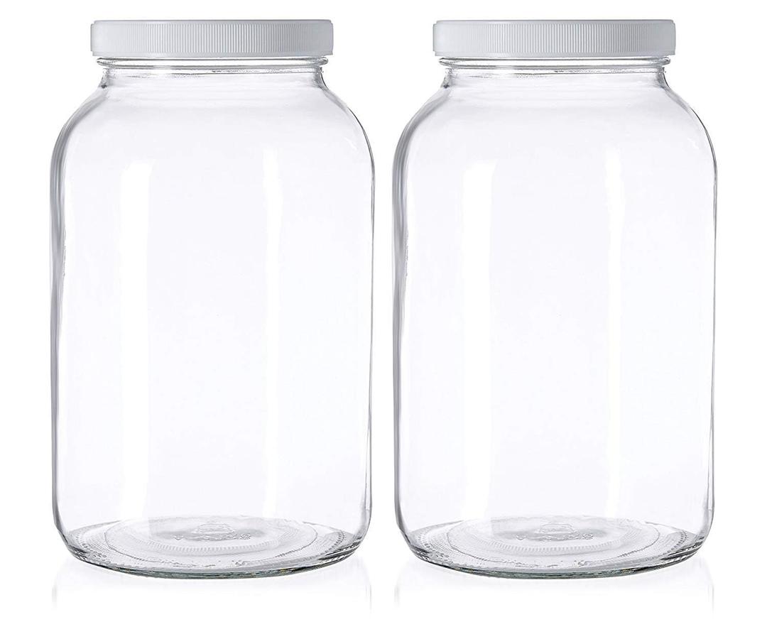 kitchentoolz 1 Gallon Glass Mason Jars – Extra Large Wide Mouth Jars with Airtight Lids – Perfect for Sourdough Starter, Fermenting, Pickling, and Storage – Made in the USA