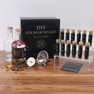 Apragaz Gin Infusion Kit, Gin Making Kit Complete with 12 Botanicals, 2 Bottles, Funnel & Filters, Cocktail Mixers - Unique Gift for Men/Women - Valentine's Day, Mother's Day, Birthday Gifts