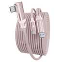 SWITCHFLUX 16FT VR Charging Link Cable | USB 3.0 High-Speed Data & Charge for Meta Quest 3S/3/2/Pro, Pico 4 and PC/SteamVR USB-C Charger Cord for VR Headset - Pink