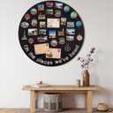 BreezeHug Board for Travel Magnets, 38" Round Metal Magnetic Custom Board for Souvenir Magnets, Photos & Keepsakes, Decorative Travel Memory Wall Art, Heavy-Duty Metal Panel Gift for Travelers