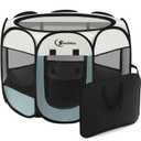 Siedihit Dog Cat Playpen, Puppy Pet Playpen Indoor for Small Dog Crate Tent Cage Outdoor, Portable Pop Up Dogs Enclosure Kennel with Carrying Case for Dogs/Cats/Rabbits(Grey, Small)