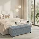 ABHENG Chenille Storage Ottoman Bench with Legs, 43.5W x 15.7D x 15.7H,Metal Frame end of Bed Bench Hold up to 770 LB,Large Storage Chest,Gray UASND621G