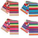 Fowecelt 4Pcs Mexican Serape Table Runner 14 x 84 Inch Hand Woven Blanket Colorful Striped Fringe Cotton Mexican Table Runner for Fiesta Themed Cinco de Mayo Wedding Party Decorations