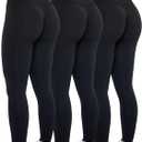 AUROLA Workout Leggings for Women Seamless Scrunch Tights Tummy Control Gym Fitness Girl Sport Active Yoga Pants (Small, Black(3 Pieces Pack))