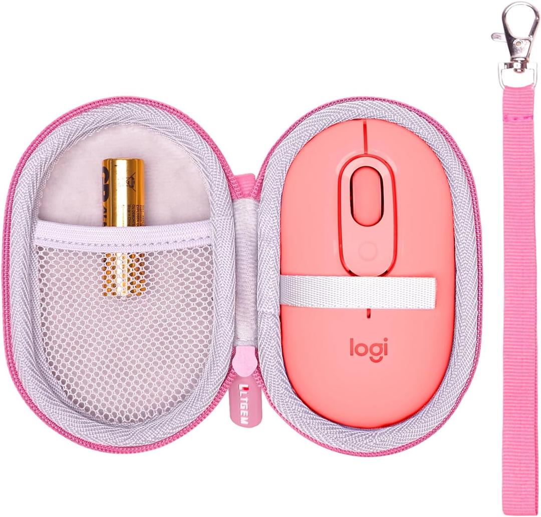 LTGEM Case Compatible with Logitech POP & Pebble Mouse 2 M350s/M350/M355/M340/i345 Wireless Bluetooth Mouse, Pink+Grey (6.Rose)