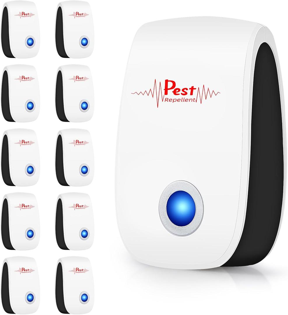 2025 10Pack Ultrasonic Pest Repeller Electronic Mouse Repellent Ultrasonic Plug in Mice Repellent Indoor Sonic Electronic Plug in Pest Control for Spide, Rat, Cockroach, Insect, AntBugs (Red)