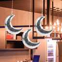 Hanging Moon Disco BallMirror Disco Ball Rotating Glass Mirror - with Attached String for Birthday Wedding,Party,Room,Home,Bar (20X16CM)