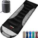 0 Degree Winter Sleeping Bags for Adults Camping (450GSM) - Temp Range (5F32F) Portable Waterproof Compression Sack- Camping Sleeping Bags for Big and Tall in Env Hoodie: Backpacking Hiking 4 Season (BLACK)