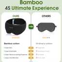 Bamboo Cotton Large Sleep Mask with Bluetooth Wireless Headphones - Blackout Eye Mask for Sleeping 3D Contoured Sleep Headband Ear Muffs Lengthen & Low Noise Hook for Better Experience (Black)