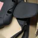Huidasource Leather Seat Covers Full Set, Front and Rear Car Seat Covers, Full Wrap Automotive Car Seat Cushion Covers Protector Nappa Leather Fit for Most Cars SUV Trucks, Black & Pink