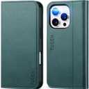 TUCCH Wallet Case for iPhone 16 Pro, PU Leather Kickstand Folio with [RFID Blocking] [3 Card Slot], Protective Soft TPU Inner Shell Compatible with iPhone 16 Pro 5G 2024, Textured Teal Blue