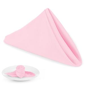 PLOYMONO Pink Heavy Duty Cloth Napkins - 17 x 17 Inch Solid Washable Polyester Dinner Napkins - Set of 8 Napkins with Hemmed Edges - Great for Weddings, Parties, Spring, Mother's Day