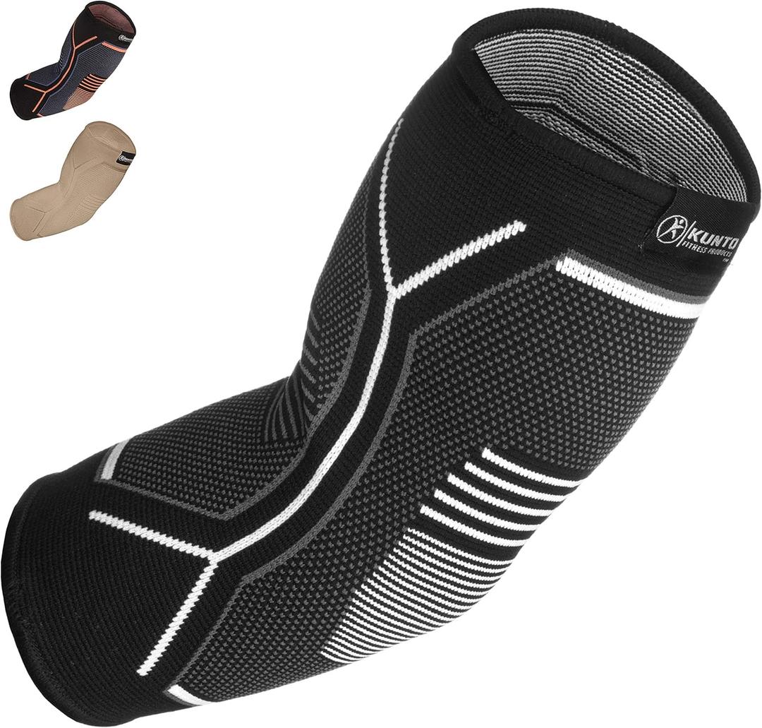 Kunto Fitness Elbow Brace Compression Support Sleeve (Shipped From USA) for Tendonitis, Tennis Elbow, Golf Elbow Treatment - Reduce Joint Pain During Any Activity! Medium