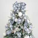 MEEDEE White Snowflake Denim Ribbon 2.5 Inch Christmas Wired Ribbons 10 Yards Rustic Snowflake Ribbons Denim Gift Wrap Ribbon for Christmas Tree Decoration, Topper Bow