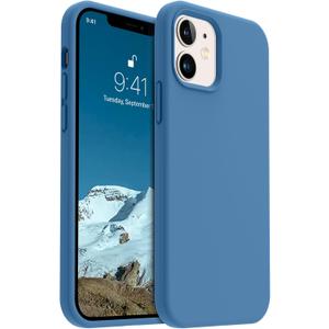 AOTESIER Compatible With iPhone 12 and 12 Pro Case 6.1 Inch, Silky Touch Premium Soft Liquid Silicone Rubber Anti-Fingerprint Full-Body Protective Flexible Bumper (Azure Blue)