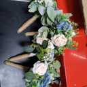 SEMONONIA 7 Inch Bridesmaid Bouquet Flowers - Artificial Bouquet for Bridesmaid Wedding Rustic Small Floral Centerpiece for Marriage Proposal Party Anniversary Dining Table Decor - Green & Dusty Blue 4 packs