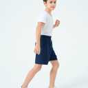 Haloumoning Boys Corduroy Shorts Kids Casual Elastic Waist Drawstring Summer Shorts with Pockets 5-14 Years (Blue)