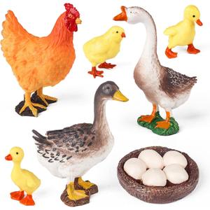 Farm Animal Toys for Kids 3 4 5 6 7 Years Old, Realistic Barn Farm Animal Figurines with Hen Duck Goose Figures,Educational Poultry Farm Playset for Birthday Gift Cake Topper