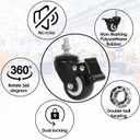 2'' Caster Wheels, Swivel Stem Casters 5/16'' - 18x1'' (Screw Diameter 5/16'', Screw Height 1'') 330Lbs Heavy Duty Threaded Casters No Noise PU Dual Locking Castors with Brake