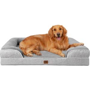 EHEYCIGA Orthopedic Dog Beds for Extra Large Dogs, Waterproof Memory Foam XL Pet Bed with Sides, Non-Slip and Egg-Crate Foam Big Dog Couch Bed with Washable Removable Cover, Grey (44.0"L x 32.0"W x 6.5"Th, Grey)