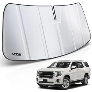 MZS Windshield Sun Shade Compatible with Suburban Tahoe Yukon 2021-2025 / Escalade 2021-2025, Foldable Truck Sun Shade Shield with Storage Pouch, Front Window Visor Sunshade for Interior Protector