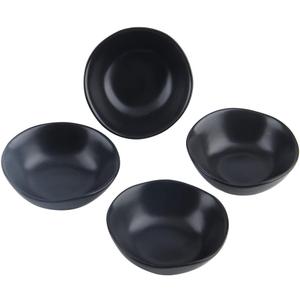 Matte Ceramic Dipping Sauce Dishes,Black Sushi Soy Sauce Dipping Bowls Appetizer Plates with Irregular Edge Side Dish for Kitchen Home Housewarming (Black)
