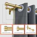 Double Curtain Rods with Aluminum End Cap and Full Surround Brackets,1"Front and 5/8" Back Rod,Adjustable between 72 to 144 Inches (6-12 Feet), Brass Double Window Drapery Rod