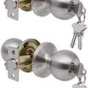 Lanwandeng 2 Pack Door Knobs with Lock and Key,All Keyed Same Entry Door Knob, Exterior and Interior Door Lock, Door Handle Satin Nickel