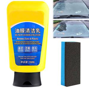 3 x Oil Film Emulsion Glass Cleaner with Sponge,Car Coating Spray,Glass Cleaner,Oil Film Remover for Car Window,Car Quick Effect Coating Agent,Great for Home and Auto Cleaning(1pc)