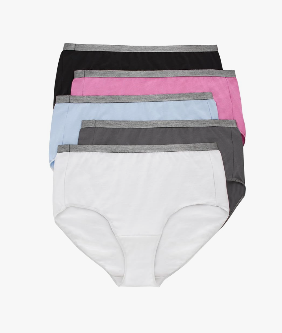 Hanes Women's Just My Size Brief Underwear, Cotton Stretch Brief Panties, Plus Sizes, 5-Pack. Size 11/3x, 10-Pack