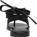 VorisVina Black Ankle Strappy Thong Sandals for Women Cute Suede Flat Sandals Ladies Summer Dressy Beach Flip Flops Sandals, 6.5