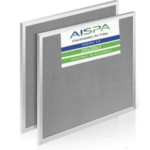 AC Filter 20x20x1, MERV 11, 2 Pack | Washable and Reusable, Aluminum Alloy Frame, Nylon Mesh