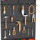 TORACK Garage Metal Pegboard with Accessories, Tools Organizer Peg Board with Pegboard Hooks, Wall Mounted Bins, Tool Storage Pegboards for Wall(Black)