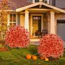 Geegoods Set of 2 Artificial Topiary Ball Tree with Flower for Outdoor, Fall Fake Shrubs Bushes with Ground Spikes, UV Resistant Faux Boxwoods Plants for Garden Porch Patio Decor