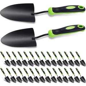 Yaocom 30 Pcs Garden Shovel Aluminum Alloy Heavy Duty Trowel Small Digging Shovels Metal Hand Trowel Spade with Soft Handle for Garden Lawn Yard Planting Tool, Hand Shovel, Black