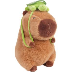 EASYLR 12inch Cute Capybara Plush with Turtle Backpack, Soft Capybara Plushie Toy Doll Pillow Birthday for Kids (with Bag)