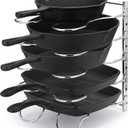 CAXXA Heavy Duty Pan Rack, Pot Lid Rack, Kitchen Cabinet Pantry Cookware Organizer Rack Holder with 5 Adjustable Dividers, Chrome