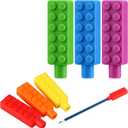 Sensory Chew Pencil Topper, Sensory Silicone Chew Pencil Topper for Autistic Chewers, ADHD, SPD, Oral Motor Stimulation, 6 Colors (Color 1)
