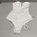 Women Strapless Velvet Bodysuit Back Lace Up Jumpsuit,Sexy Bodysuit Top Playboy Bunny Halloween Costume (Medium, Raw White)