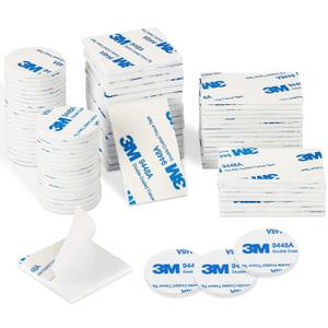 UPINS Double Sided Foam Tape, 60 Pcs Double Sided Tape Heavy Duty Strong Adhesive Double Sided Mounting Tape for Walls Picture Poster Crafts Black (Round, Square & Rectangle) (White)
