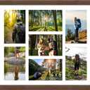 4x6 Picture Frame Collage 7 Openings, 13.5"x15.5" Multi Photo Collage Frame 4"x6" Gallery Wall Decor Wooden, Brown Frame with White Mat, Wood