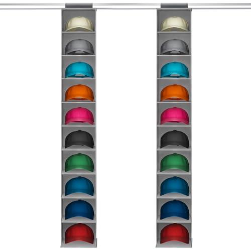 Lifewit 10 Compartments Hat Organizer for Baseball Caps, 1 Packs Hat Racks Hanging Storage organizer, Non-Woven Fabric Display Shelf Holds Up to 40 Hats, Cap Holder Hanger for Closet, Bedroom, Grey